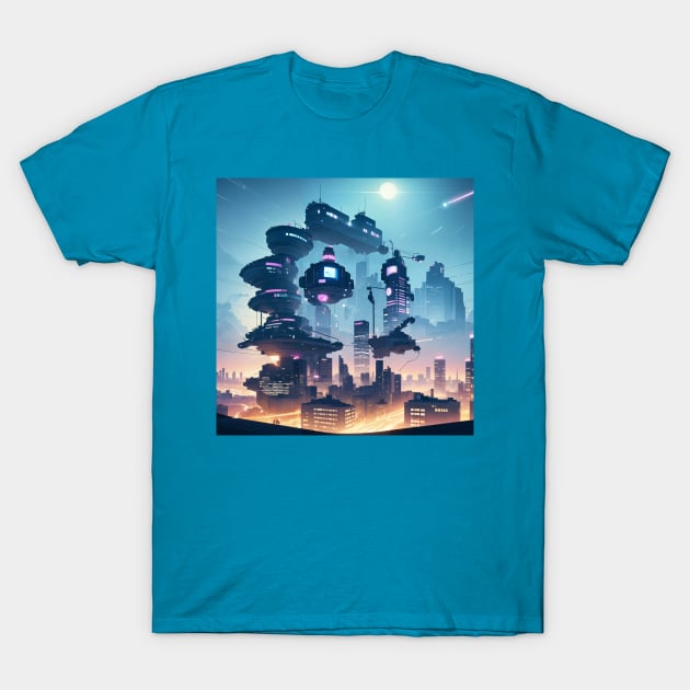 Hidden Dragon in a City Illustration T-Shirt by ravel.live